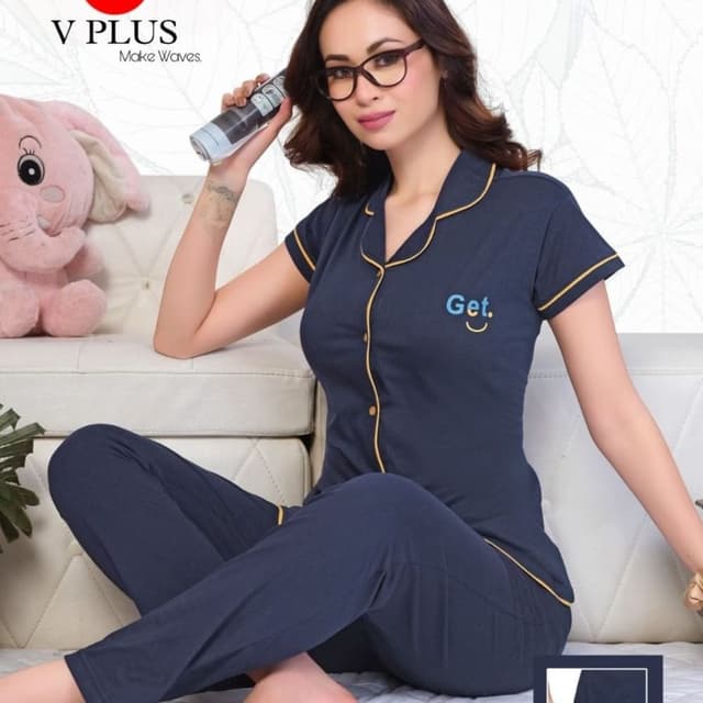Navy blue with yellow accents Pajama Set