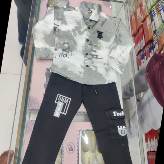 Gray and Black Shirt and Pants Set