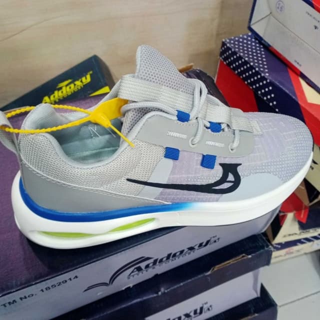 Gray, White, Blue, Black, Green Sneakers