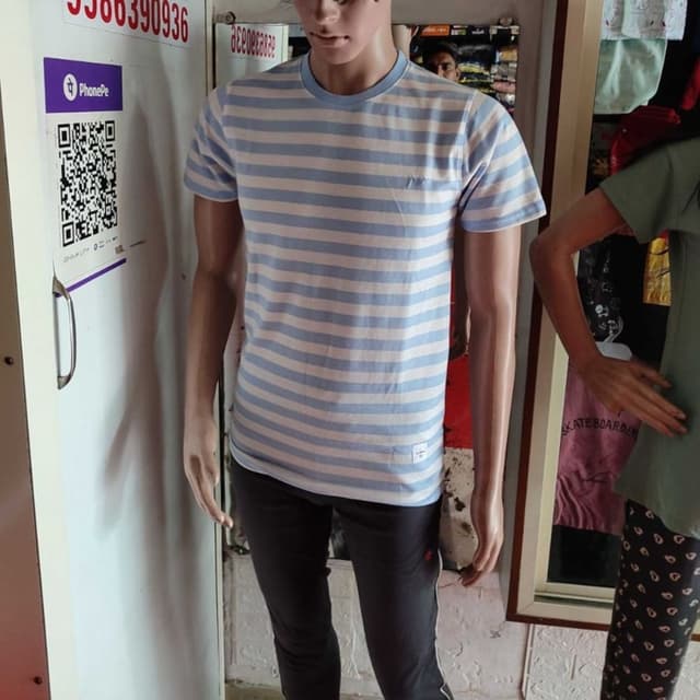 Light blue and white T-shirt