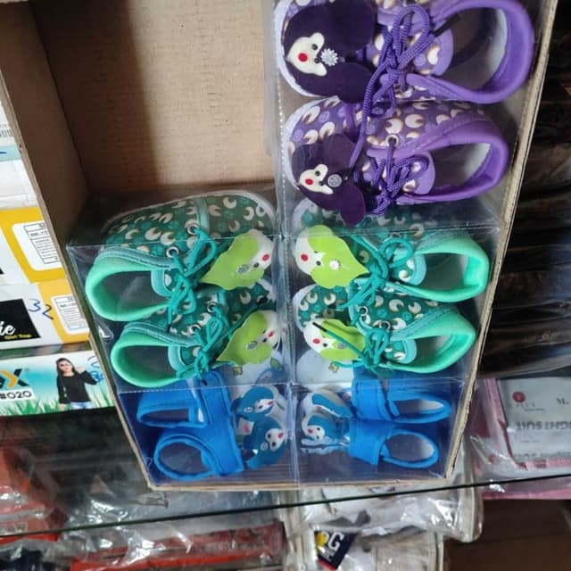Purple, Green, Blue, White Baby Shoes