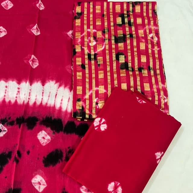 Red, White, Black, and Gold Unstitched Suit Set