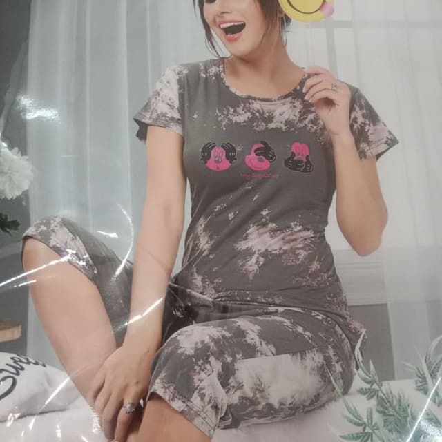 Gray and pink tie-dye Pajama Set