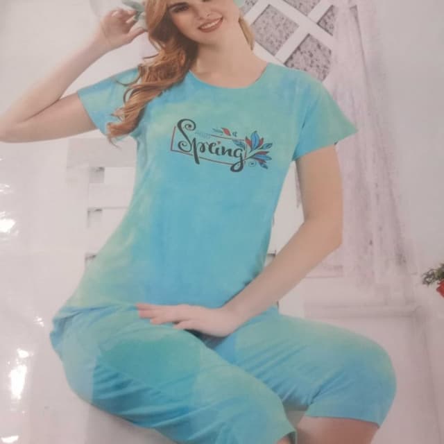 Light Blue with Green accents Pajama set