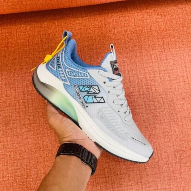 Light Blue, Gray, White, Black, Yellow Sneakers