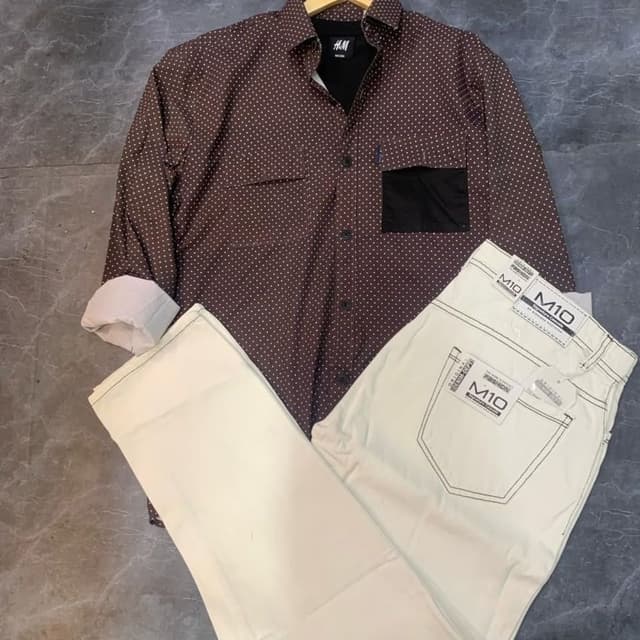 Brown and White Shirt and Jeans