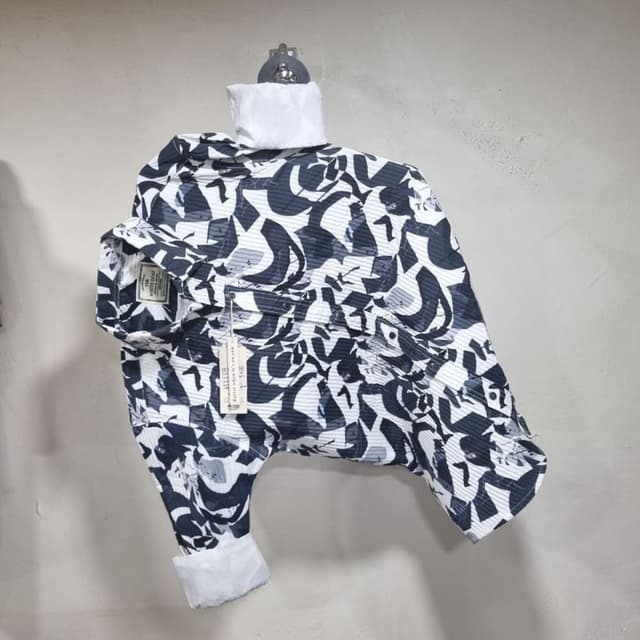 White, Black, Gray Shirt