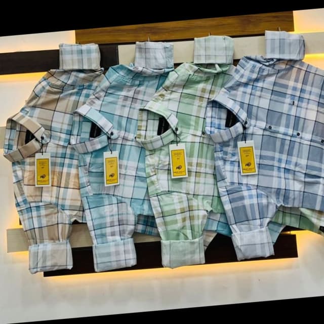 Various pastel shades including beige, light blue, and green, all with white accents Shirt