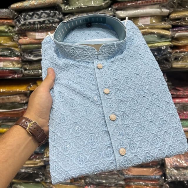 Light Blue laknavi kurta