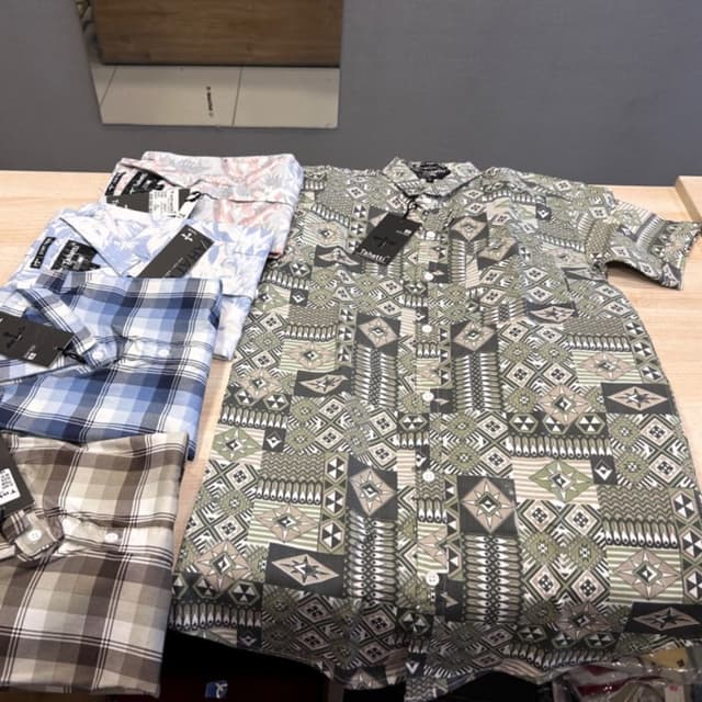 Green, black, and beige Shirt