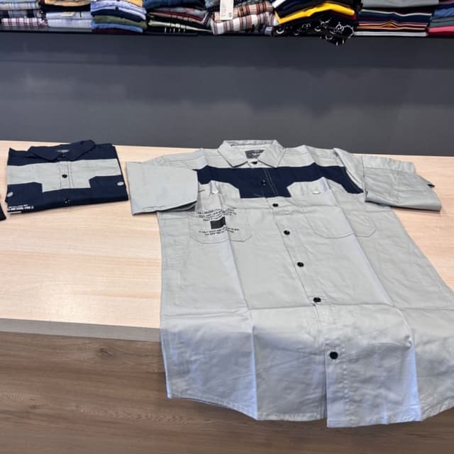 Gray and Navy Blue Shirt