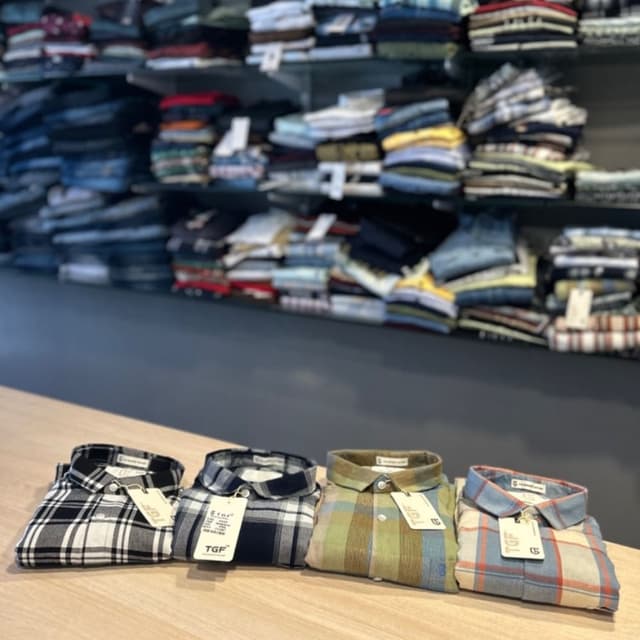 Black and White, Navy and White, Olive Green and Beige, Light Blue and Beige Shirt