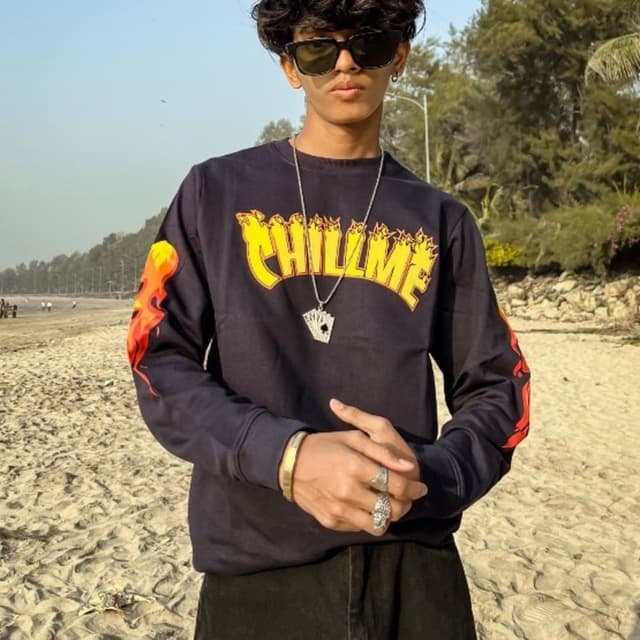 Navy blue, Yellow, Orange, Red Sweatshirt
