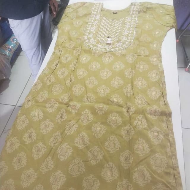 Olive green and cream Kurti