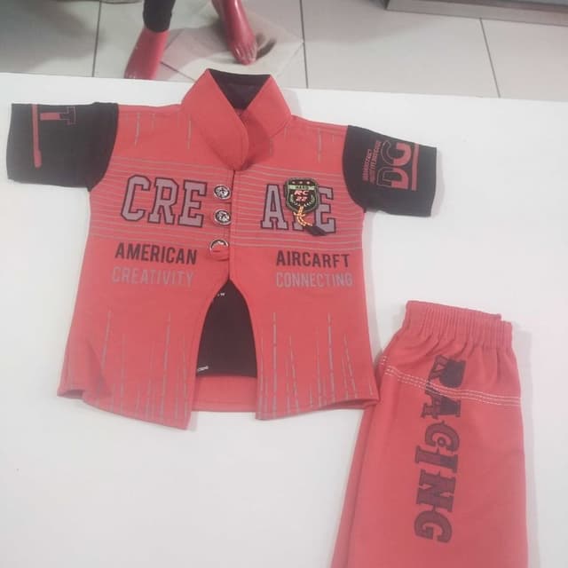 Red, Black, Gray Shirt and Pant Set