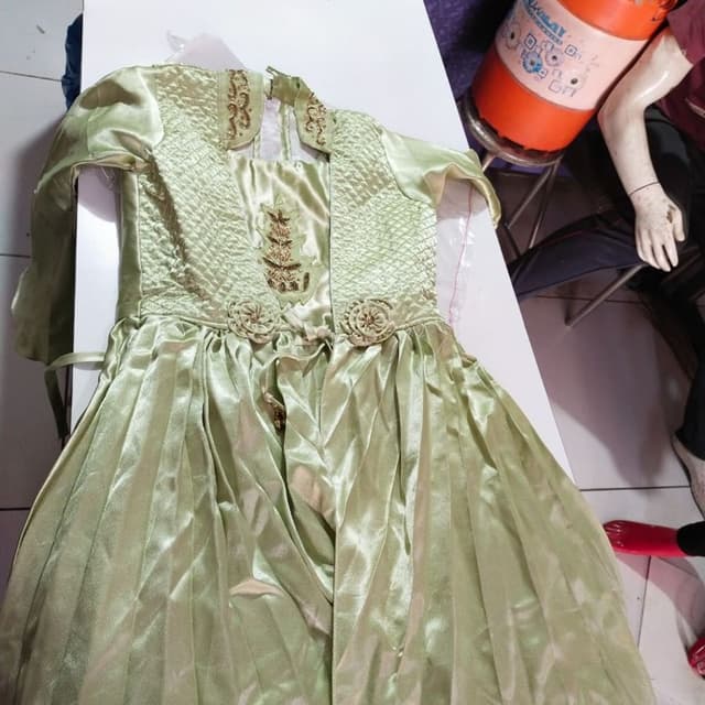Light Green, Gold Dress