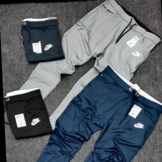 Black, Gray, Navy Blue, White Track Pants