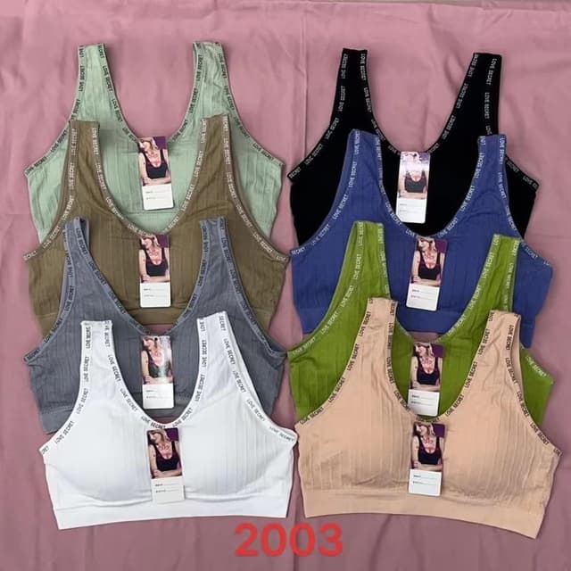 Variety of colors including white, gray, brown, green, blue, black, and beige. Sports Bra