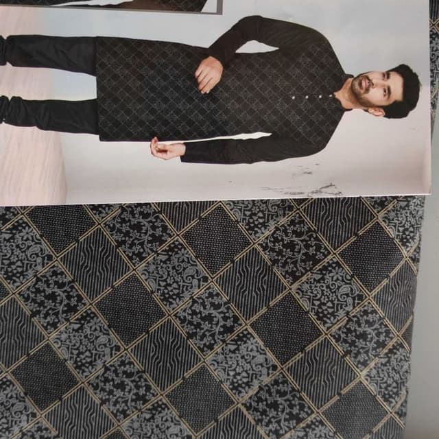 Black and Gray Kurta Pajama