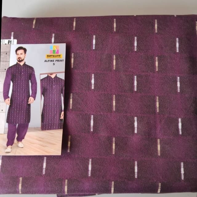Burgundy, Beige Kurta Pajama Set