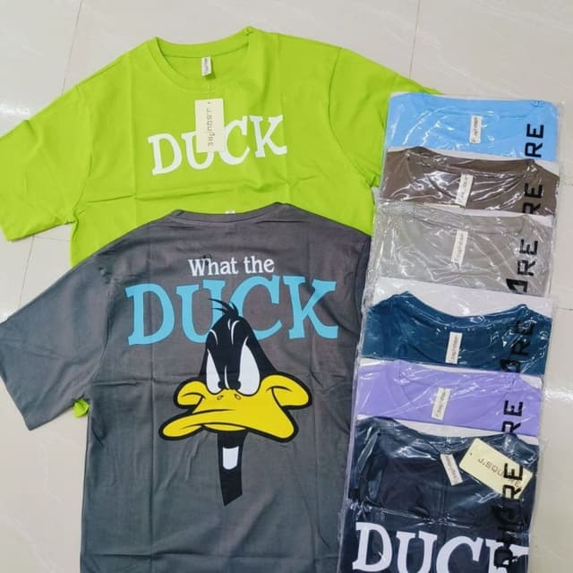 Various, including green, gray, blue, brown, gray, purple, and black. T-shirt