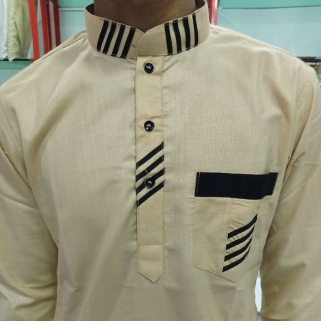 Beige and Black Kurta