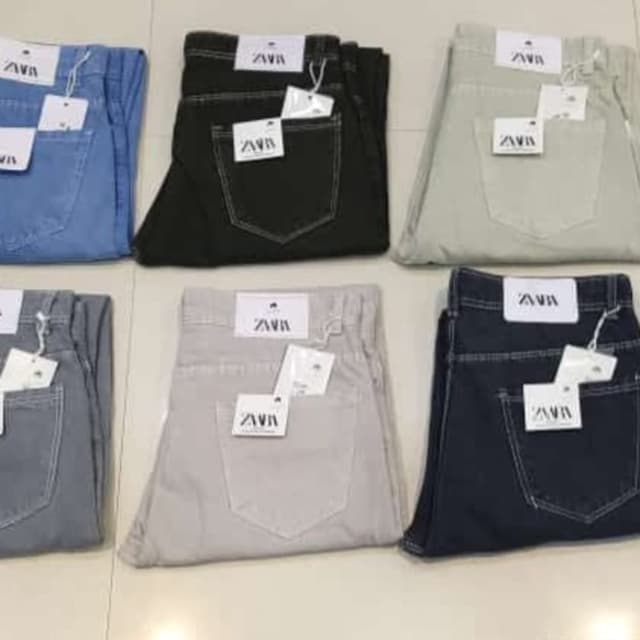 Various, including light blue, black, gray, beige, and dark blue Jeans