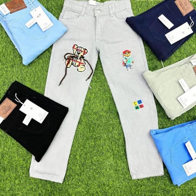Light Grey with Multi-colored Patches Jeans