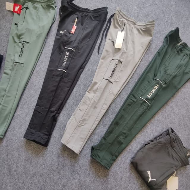 Black, Gray, Green Track Pants
