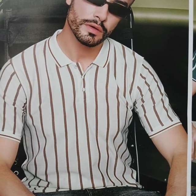 White and Brown Polo Shirt