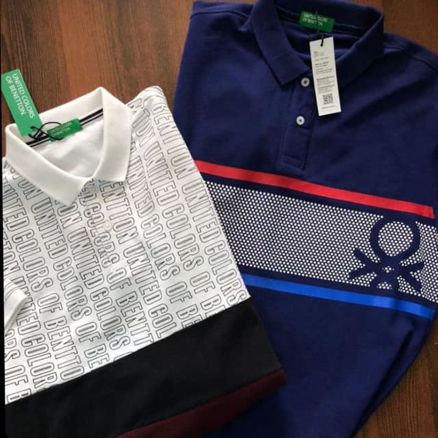White, Black, Navy, Red, and Blue Polo Shirt