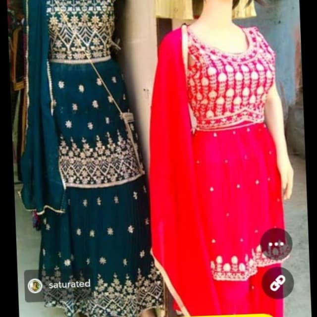 Teal, Red, and Gold Salwar Kameez