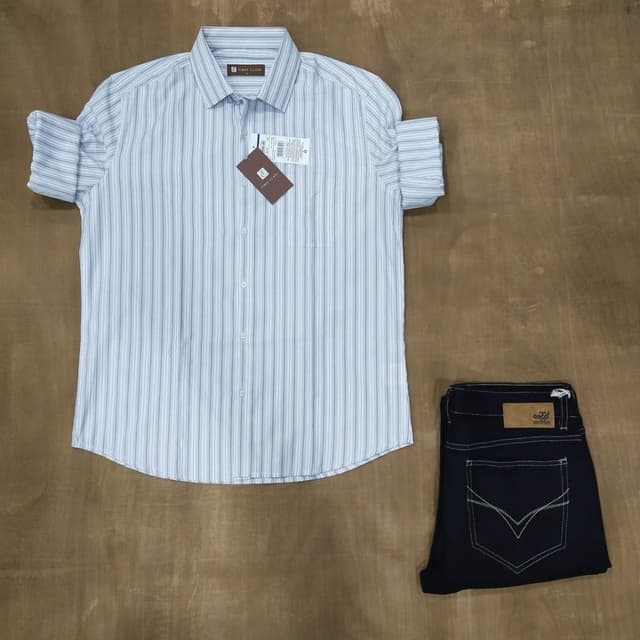 Light Blue and White Shirt and Jeans