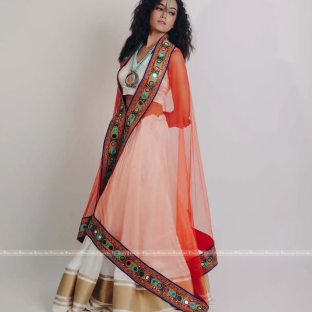Peach, White, Gold, Red, Multicolor Lehenga Choli with Dupatta