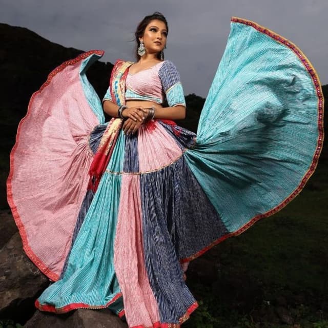 Pink, Blue, Navy, Red, and Yellow Lehenga Choli