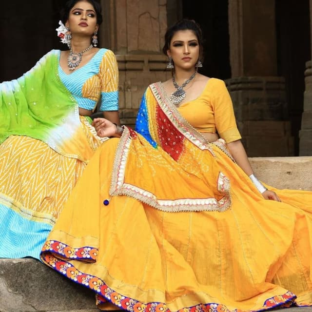 Yellow, Blue, Red, Green, White Lehenga Choli