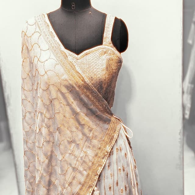 Ivory, Gold Lehenga Choli