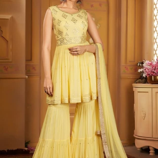 Yellow Sharara Suit