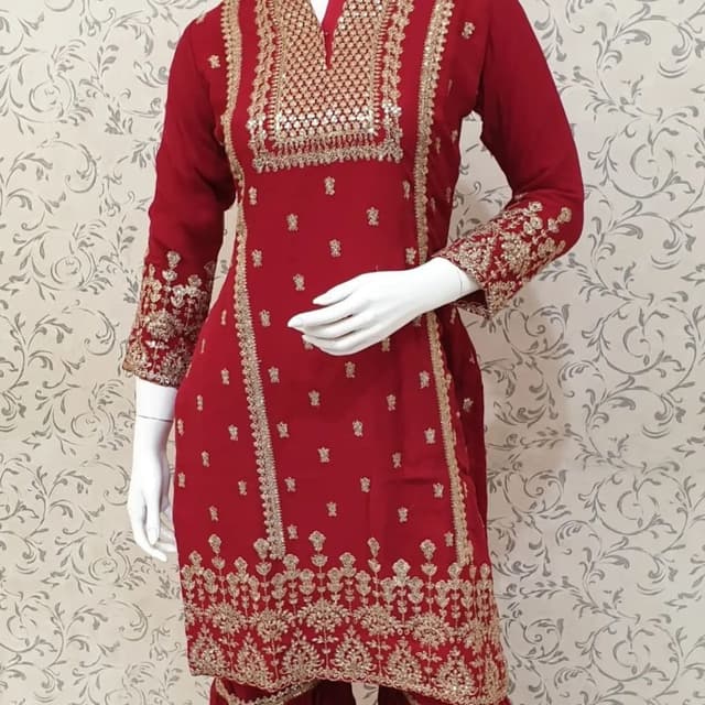 Red and Gold Kurta Suit