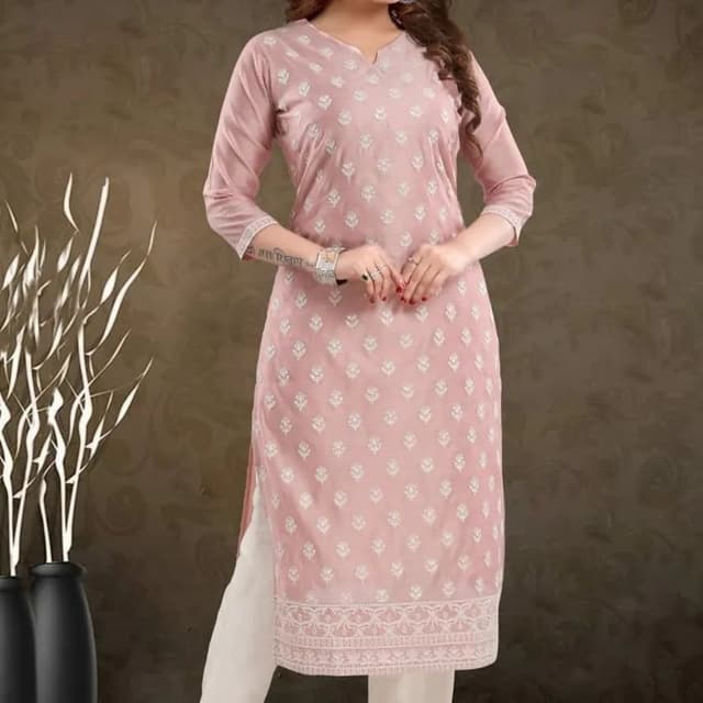 Pale Pink and White Kurti