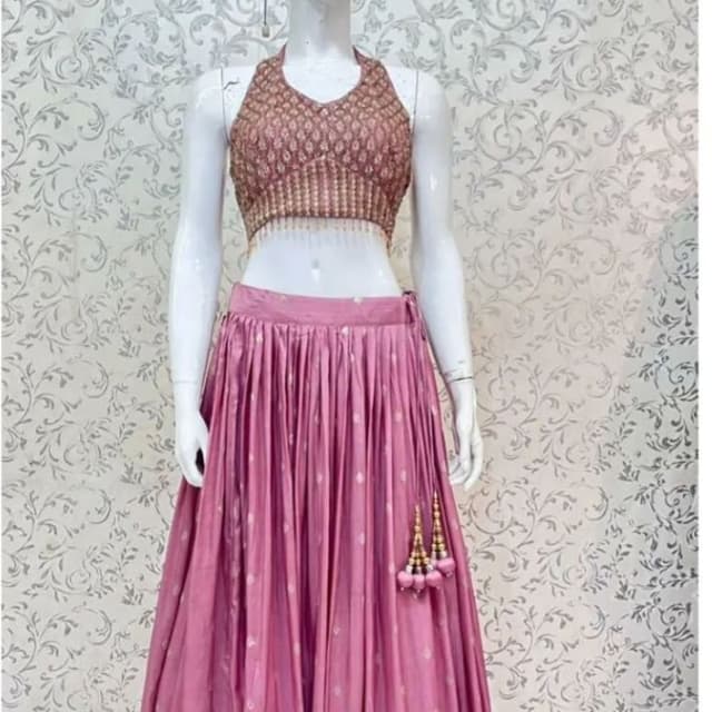 Pink and Gold Lehenga Choli