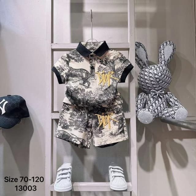 Black, White, Beige, and Gold Shorts set