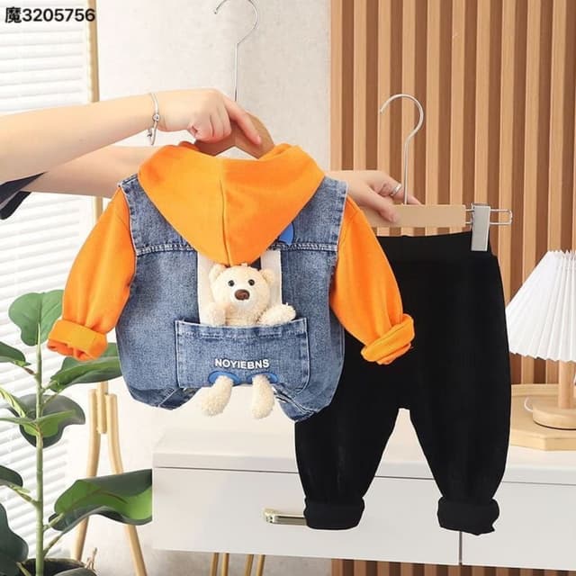 Blue, Orange, Black Outfit