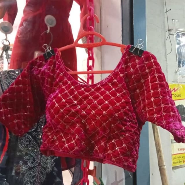 Deep Red and Gold Blouse
