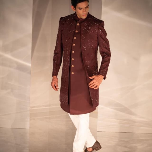 Maroon Sherwani