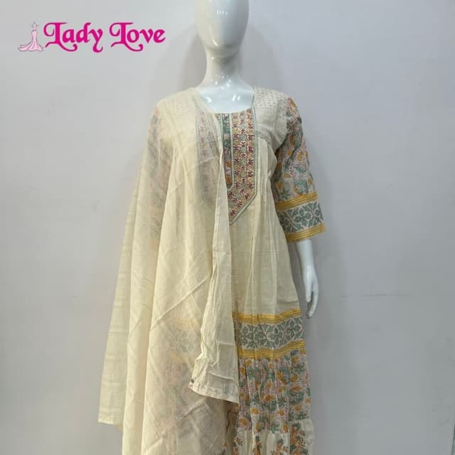 Ivory, Yellow, Green, Pink, and Red Salwar Kameez with Dupatta
