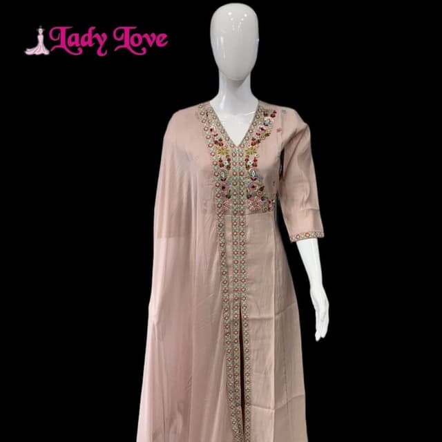 Pale Pink, Multicolor embroidery Kurta
