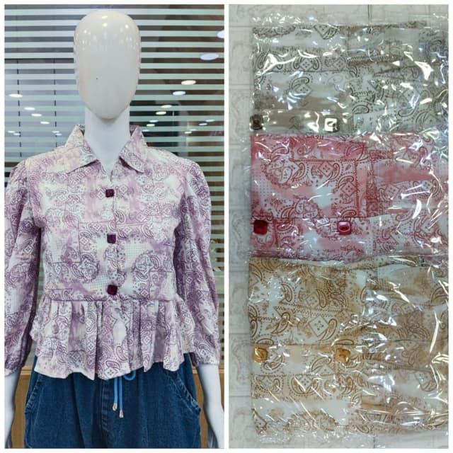 Lavender, White, and Soft Pink Blouse