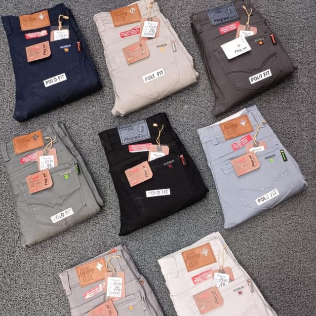 Variety of solid colors including Navy, Beige, Dark Gray, Black, Light Gray and White Jeans