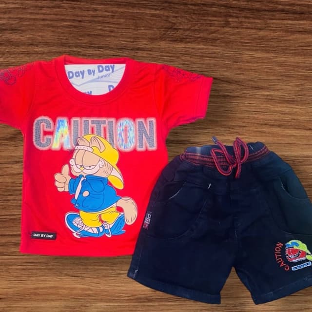 Red, Navy Blue, Yellow, Blue, White T-shirt and Shorts Set